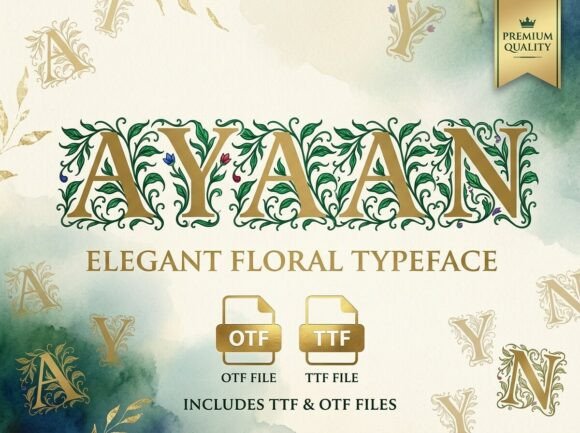 Assessing the Ayaan Elegant Floral Typeface for Premium Visual Projects