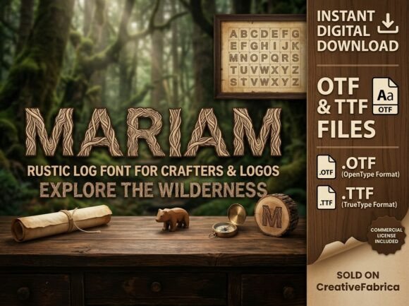 Mariam Rustic Log Font: Connecting Design to Nature's Authentic Textures