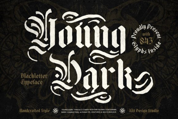 Young Dark Typeface: A Bold Blend of Gothic Tradition and Stencil Edge